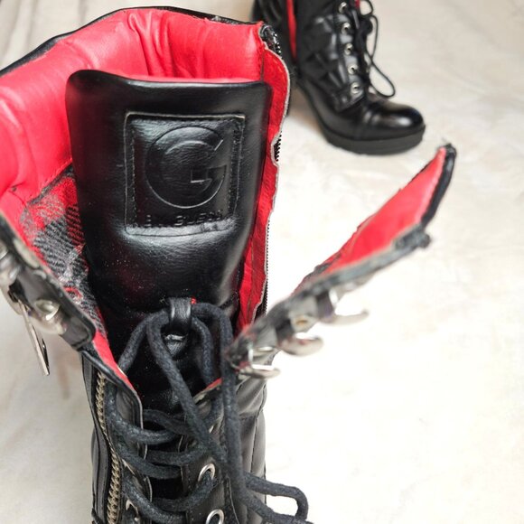 Guess Womens Quilted Black Lace-Up Ankle Boots Size 8.5 4-Inch Heels - Picture 5 of 13